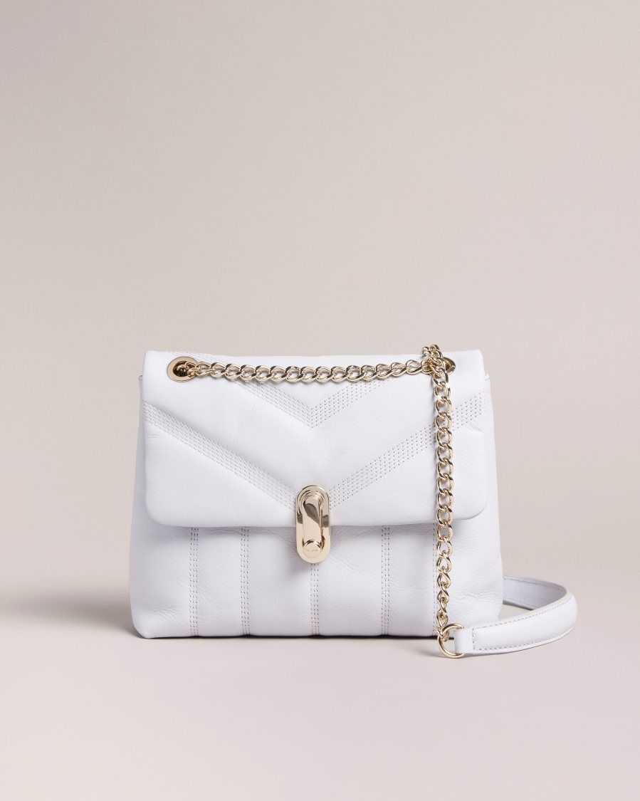 Ted Baker Libily Cutout Leather Shoulder Bag, White, One Size